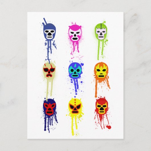 Carte Postale Lucha Libre Masque Mexicain Lutte Paint Drivers (Devant)