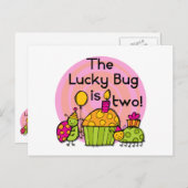 Carte Postale Lucky Bug Cupcake 2e Anniversaire T-shirts et cade (Devant / Derrière)