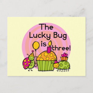 Carte Postale Lucky Bug Cupcake 3e Anniversaire Tshirts et cadea