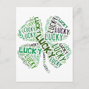 Carte Postale Lucky Clover Word Art traduit