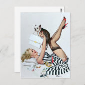 Carte Postale Lucky Dog Pin Up (Devant / Derrière)