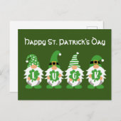 Carte Postale Lucky Gnomes Jour de la Saint Patrick (Devant / Derrière)