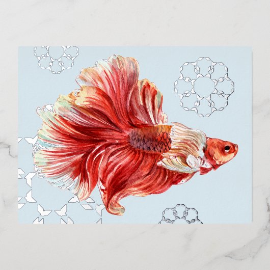 Carte postale Lucky Goldfish & Bubbles Foil (Recto)
