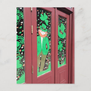 Carte Postale Lucky Green Leprechaun St. Patrick's Day Windows