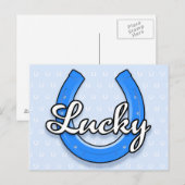 Carte postale Lucky Horseshoe (bleu) (Devant / Derrière)