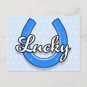 Carte postale Lucky Horseshoe (bleu)