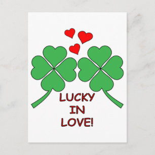 Carte Postale Lucky In Love Hearts Clover