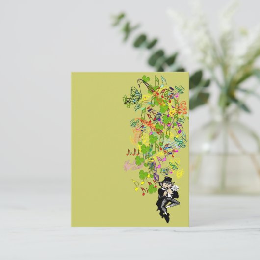 Carte Postale Lucky Leprechaun Avec Shamrocks (Debout devant)