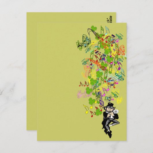 Carte Postale Lucky Leprechaun Avec Shamrocks (Devant / Derrière)