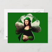 Carte Postale Lucky Mona Lisa Shamrock de la Saint Patrick (Devant / Derrière)