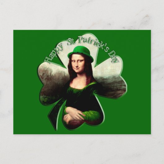 Carte Postale Lucky Mona Lisa Shamrock de la Saint Patrick (Devant)