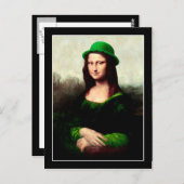 Carte Postale Lucky Mona Lisa Shamrock de la Saint Patrick (Devant / Derrière)