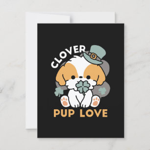 Carte Postale Lucky Pup with Clover - St. Patrick's Day Cadeau