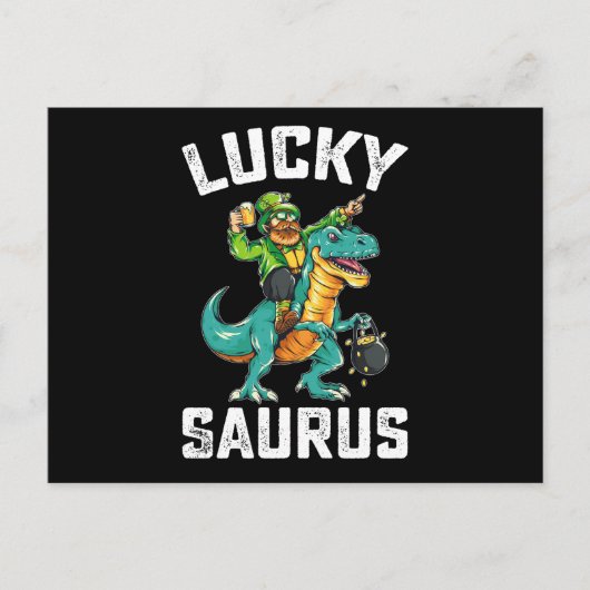 Carte Postale Lucky Saurus Dinosaur T Rex St Patrick's Day (Devant)