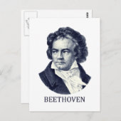 Carte Postale Ludwig van Beethoven, blue (Devant / Derrière)
