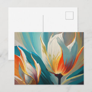 Carte Postale Lueur florale abstraite en turquoise et orange
