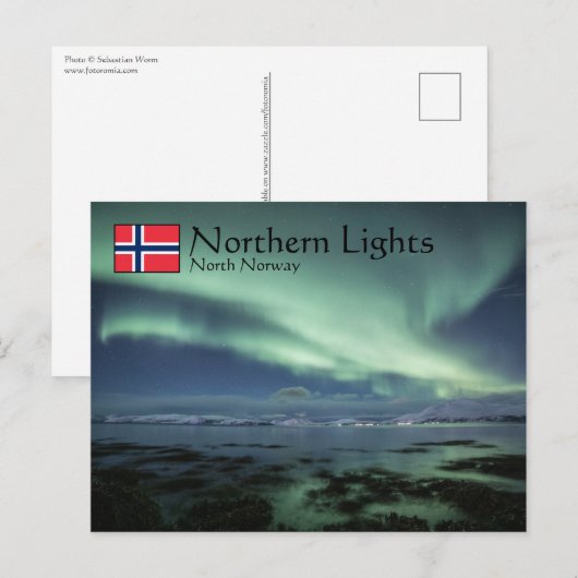 Carte Postale Lueurs boréales Norvège (Devant / Derrière)