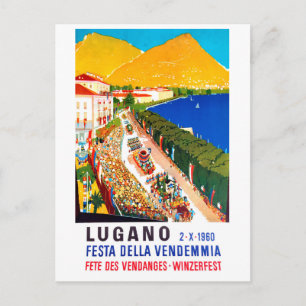 Carte Postale Lugano, vue dégagée. La foule à la fête du vin