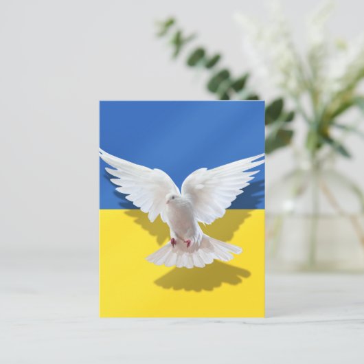 Carte Postale L'Ukraine Drapeau La Paix La Colombe La Liberté (Debout devant)