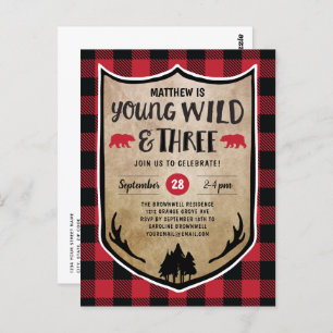 Carte Postale Lumberjack Young Wild et Three Birday Party