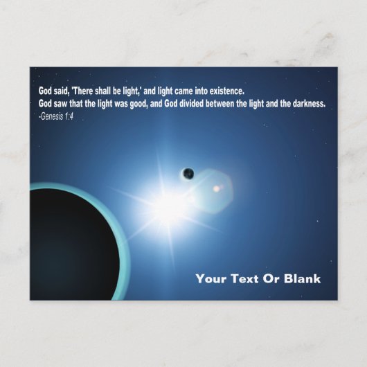 Carte Postale Lumière de l'obscurité - Genèse 1:4 (Devant)
