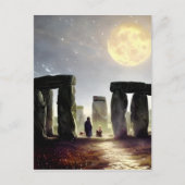 Carte Postale Lumière Lune sur l'Art numérique de Stonehenge (Devant)