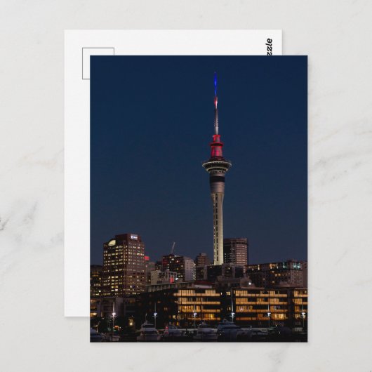 Carte Postale Lumière nocturne Auckland, Sky Tower, (Devant / Derrière)