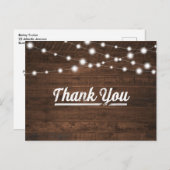 Carte Postale Lumières à cordes rustiques Merci moderne (Devant / Derrière)