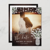 Carte Postale Lumières de jarres en verre rustiques pour mariage (Devant / Derrière)