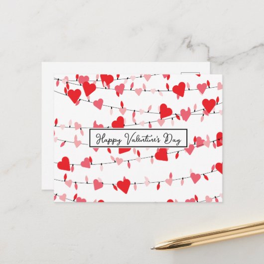 Carte Postale Lumières de la Saint-Valentin (Devant/Arrière en situation)