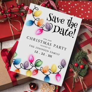 Carte Postale Lumières de Noël Sauvegarder la Date Fête de Fêtes