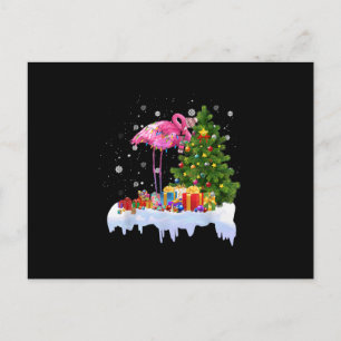 Carte Postale Lumières des arbres de Noël Flamant rose