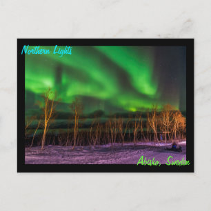 Carte Postale Lumières du Nord Aurora Borealis Abisko Suède