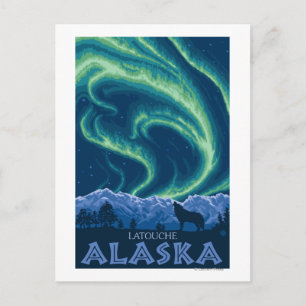 Carte Postale Lumières du Nord - Latouche, Alaska