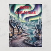 Carte Postale Lumières du Nord sur une maison charmante à Noël (Devant)