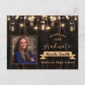 Carte Postale Lumières en bois rustique Faire-part de graduation (Devant)