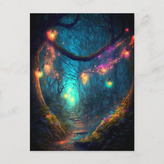 Carte Postale Lumières Fées Imaginaire Forêt Enchantée Magique (Devant)