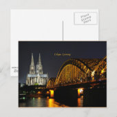 Carte Postale Lumières nocturnes de Cologne, Allemagne (Devant / Derrière)