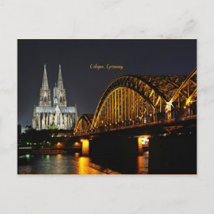 Carte Postale Lumières nocturnes de Cologne, Allemagne