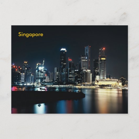 Carte Postale Lumières nocturnes de Singapour (Devant)