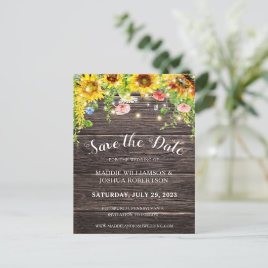 CARTE POSTALE LUMINOSIERS RUSTIQUES BARNWOOD ENREGISTRER LA DATE (Debout devant)