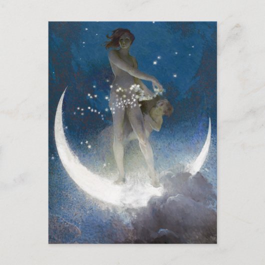 Carte Postale Luna Goddess at Night Scattering Stars (Devant)