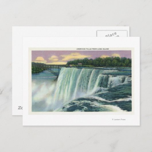 Carte Postale Luna Island Vue sur les chutes américaines (Devant / Derrière)