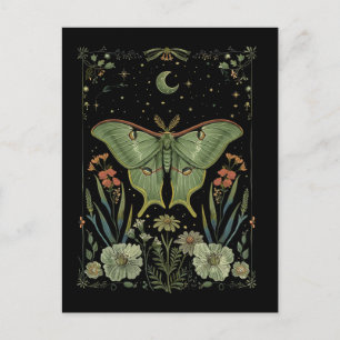 Carte Postale luna Moth Gothique Aquarelle Art