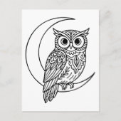 Carte Postale Luna Owl Line Art avec Crescent Moon (Devant)
