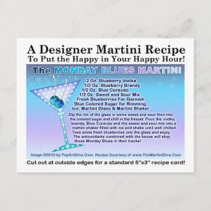 Carte postale lundi Blues Martini Recette