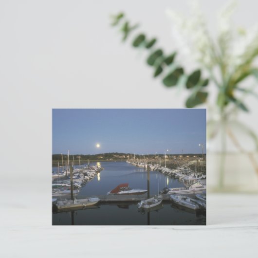 Carte Postale Lune au-dessus de Wellfleet Harbour Cape Cod (Debout devant)