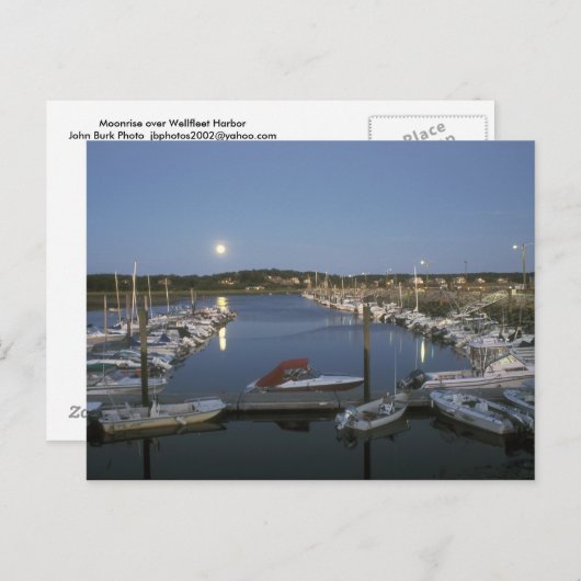 Carte Postale Lune au-dessus de Wellfleet Harbour Cape Cod (Devant / Derrière)
