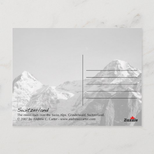 Carte Postale Lune au-dessus des Alpes (Dos)