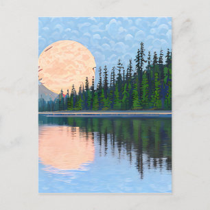 Carte Postale Lune au-dessus d'un lac